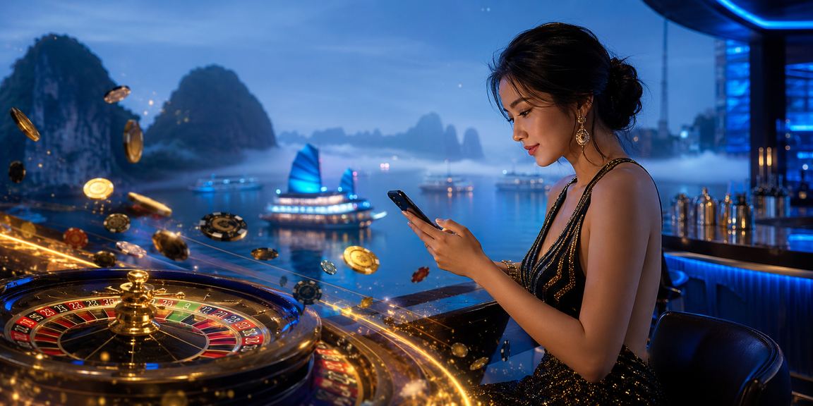 Khung cảnh vịnh Hạ Long gợi cảm giác sang trọng và đẳng cấp của trải nghiệm VIP casino trực tuyến