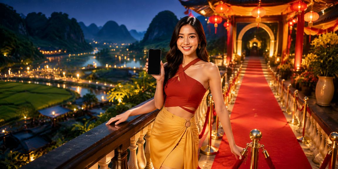 Người dùng tại Ninh Bình truy cập casino di động trong lễ hội với điện thoại thông minh